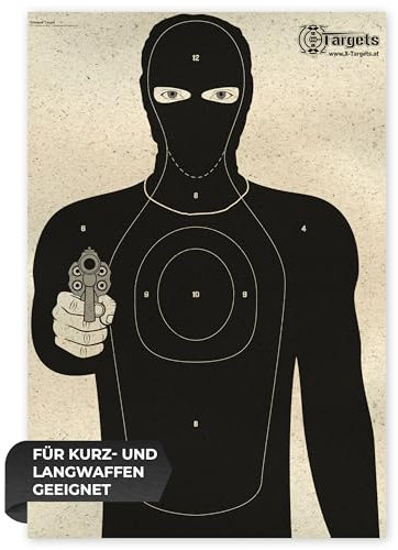 X-Targets Zielscheiben 70x50 cm mit Angreifer-Silhouette 5 Stück aus Graspapier für Verteidigungstraining, Sportschützen, Kurzwaffe, Freizeit, Airsoft, präzise Trefferbilder Dank klarer Einschüsse