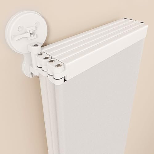 Aeovot Barra Cortina Ducha Plegable con Cortina Ducha Transparente - Antimoho Impermeable, 2/3/4/5 Plegables, Ángulo Ajustable, Sin Taladro, Ahorrador de Espacio, para Baño Bañera(104 cm/40.9 in)