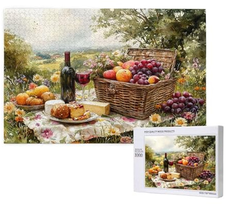 Puzzle 500 Teile Wein Puzzles für Erwachsene Obst HD Puzzel Anspruchsvolles und Lustig Kreatives Unterhaltungsspiel, DIY Holzpuzzle für Erwachsene Als Feiertage Zimmer Deko Geschenk fur Frauen M-823