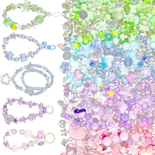 Sikweny 200 Stück Bunte Acrylperlen Set, Farbe Glatt Charms Beads