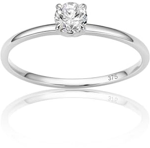 OROVI Ring Gold, 9 k(375) Gelbgold/Weißgold, Verlobungsring Damen mit Zirkonia Stein, Goldring mit Stein, Ring Damen, Gold Schmuck, Goldene Trauringe, Hypoallergener Schmuck, inkl. Edler Schmuckbox
