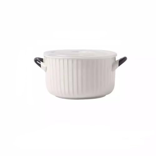 Ramen Bowls Fruit Bowl Ceramic Instant Noodle Bowl with Lid for Dormitories, Student Instant Noodle Cup, Microwaveable Rice Bowl, Special for Dining in Canteen Salad Bowl Dinner Plates
