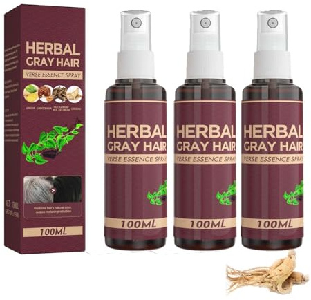 Herbal Gray Hair Spray, Kräuterhaar-Pflegespray, Herbal Time Haarfarbe, Kräuter-Haarspray für graues Haar, Haarfarbe Conditioner, Kräuterspray für graues Haar, Weiß bis Schwarz Haar (3PC)