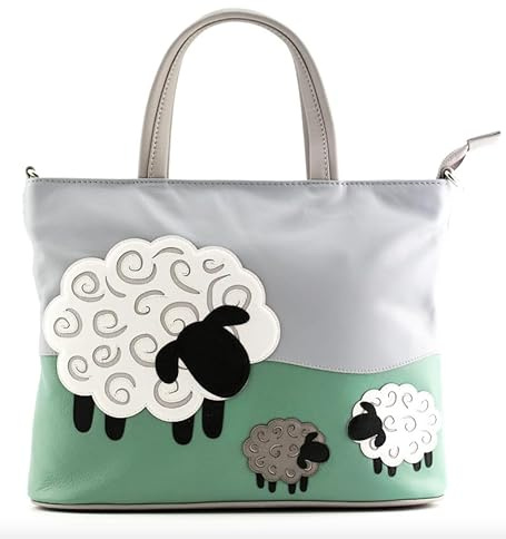 Kilts Wi Hae Valais Leather Field Of Sheep Grey Green Multiway Grab Bag
