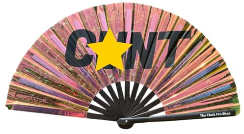 Iridescent C*nt Clack Fan, Bamboo Hand Fan