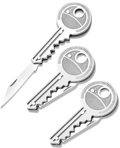 JEXOWIQ 3Pcs Coltello Tascabile,Mini EDC, Mini Coltello,Piccolo Coltello Pieghevole in Titanio con foro Portachiavi Integrato per il Trasporto Quotidiano, Escursionismo