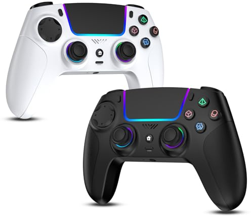 JORREP 2pcs Controller per PS4,wireless Controller joystick compatibile con PS4/PS3/Pro/Steam Deck/PC,con illuminazione RGB, doppia vibrazione, funzione Turbo,sensore di movimento, programmabile