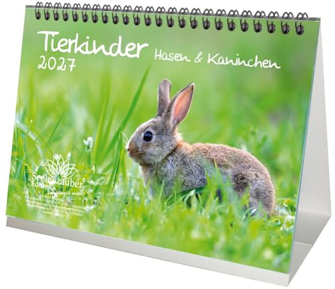 Tierkinder Hasen und Kaninchen DIN A5 Tischkalender für 2027 - Seelenzauber
