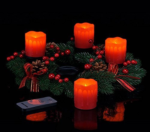 Benelando Adventskranz mit 4 LED Echtwachskerzen und Fernbedienung