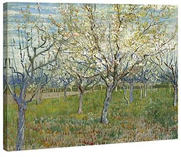 Wieco Art Orchard with Blossoming Apricot Trees Canvas Prints | Van Gogh Famous Oil Paintings Reproduction, Modern Classic Flowers Artwork, Wall Art, Home Decoration