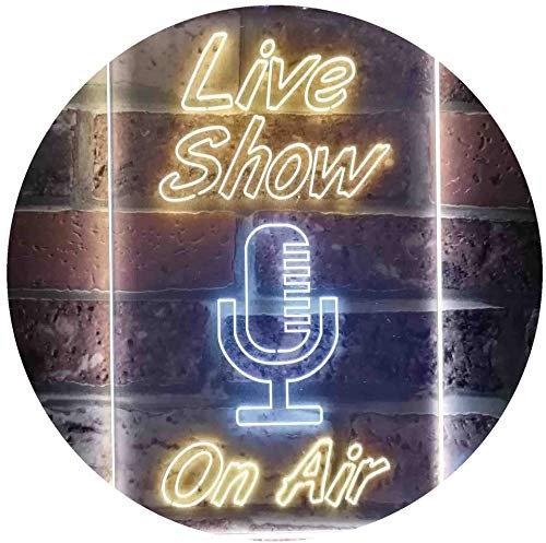 Live Show On Air Display Dual Color LED Barlicht Neonlicht Lichtwerbung Neon Sign Weiß & Gelb 300 x 400mm st6s34-i3422-wy