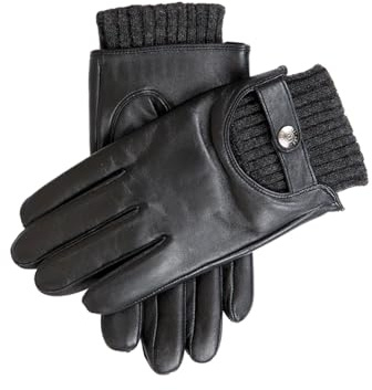 Dents Buxton Men's Touchscreen Leather Gloves BLACK/CHARCOAL M