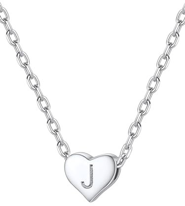 Silvora Buchstaben Kette Initial J 925 Silber Halskette mit Buchstaben Anhänger 40cm+5cm Damen Kette Geburtstag Geschenk für Mädchen