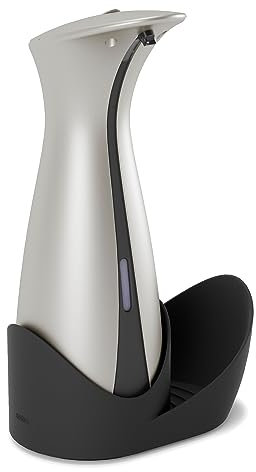 Umbra Otto Pompe à savon et solution hydroalcoolique avec base porte-éponge, 250ml, nickel