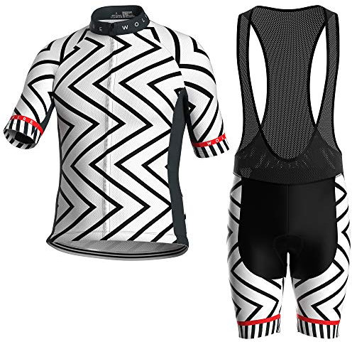 WOLFIRE WF Ropa Ciclismo Hombre, Traje Ciclismo Hombre, con 20D Gel Pad Bib Acolchado, Maillot Ciclismo Hombre Verano, Equipacion Ciclismo Hombre, Mallot y Culot MTB, Culotte Ciclismo Hombre