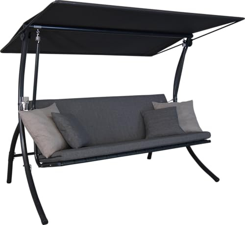 ANGERER Hollywoodschaukel Motion Smart grau | Gartenschaukel Made in Germany, Schaukel zum Sitzen, Liegen und Entspannen, inklusive Bett-Funktion, einfache Montage