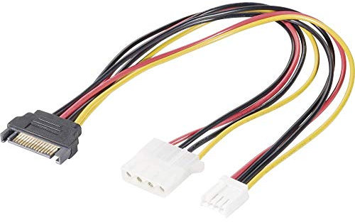 Renkforce Strom Y-Kabel [1x SATA-Strom-Stecker 15pol. - 1x IDE-Strom-Buchse 4pol., Floppy Stecker 4p