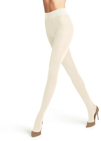 FALKE Women's Softmerino W Ti Wool Cotton Thick Plain 1 Pair Tights, White Off-White 2040, M-L