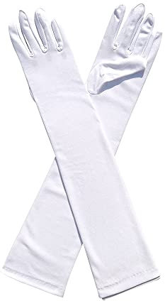 Cosplay Gloves Long Tight Spandex Strech Gloves Long Elbow Glove for Cosplay bridesmaids proms dance Costume Green Scree, White, 52x10cm