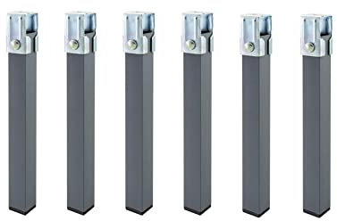 Somnia Descanso - Juego de 6 Patas de 27 cm de Altura Cuadradas Metálicas con Abrazaderas para Somieres de 30 x 30 mm