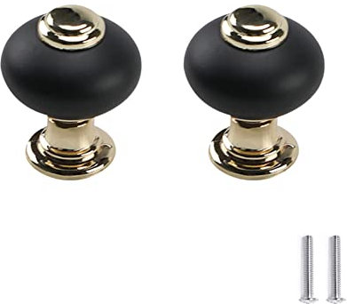 SYDARSYN 2 piezas Negro Dorado Antiguo Manilla de Armario Tiradores Cocina Muebles Cajones Tiradores de arco Puerta de Cajón Pomos Manija del Gabinete Agujero único