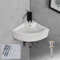 Davivy Évier de salle de bain d'angle de 45,7 x 33 cm avec drain pop-up et kit d'installation, évier d'angle à montage mural, évier d'angle en céramique, petit évier d'angle, évier blanc, petit évier