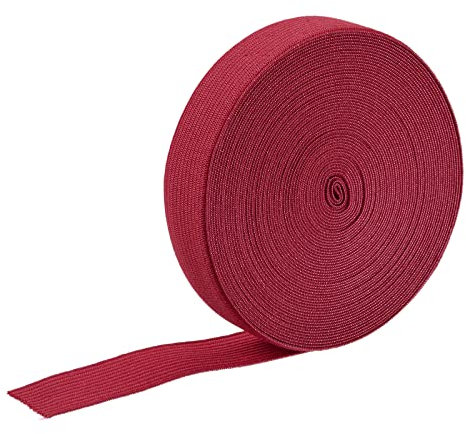 sourcing map 2cm Gummiband Breit zum Nähen, 9 Meter Elastic Rubber Band, Breites Gummiband für Hosen, Bund, Stoffe zum Nähen (Rot)