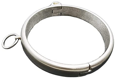 ROLOL Edelstahl Restraint Halsbänder, Metall Abschließbar Halsband Halsreif O-Ring mit Schloss und Schlüssel SM Halsfessel für Paare -Halsbänder (Size : 11.7cm)