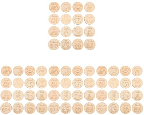 Toddmomy 64stücke Runde Holzscheiben Etiketten Für Organisation Von Spielzeug Personalisierbare Holzdiscs Für Aufbewahrungsboxen Im Kinderzimmer Und Montessori-Dekoration