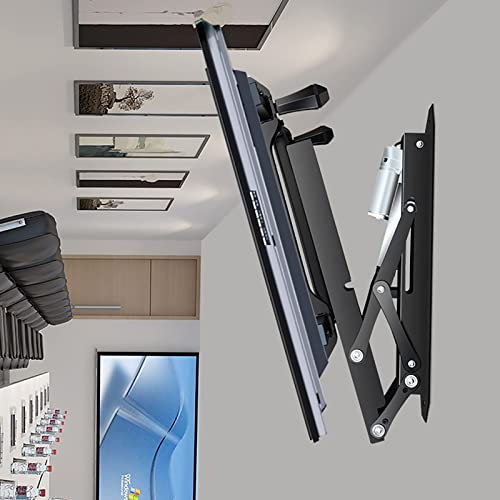 0-85° Flip Down Motorized Ceiling TV Mount, Hidden Drop Down TV Lift, Telescopic Electric TV Lift with Auto Lifting, Fits 32-70 Inch TVs Motorized TV Stand Happy house