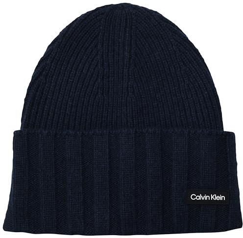 Calvin Klein Herren Elevated Rib Beanie K50K510985 Gestrickte Mütze, Schwarz (Ck Navy), OS