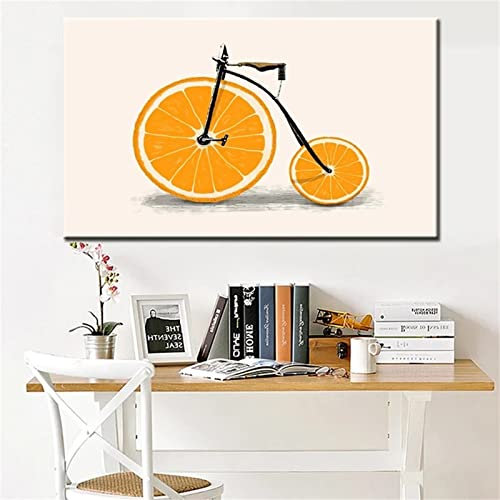 Diamond Painting, Zitrone Orange Fahrrad Diamant Painting Bilder, DIY Cross Stickerei Malerei Kits, 5D diamond paintings Kinder&Erwachsene, Wohnzimmer Büro Wand Und Eingang Dekor 50x150cm B-1971