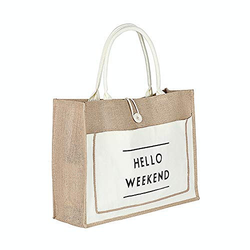 BANGHA Sac Paille,Sac Paille Femme Femmes Linge Fourre-tout de luxe Grand Capacité Femme Casual Sac à bandoulière Femme Dame Daily Sac à main Daily Beach Sac shopping (Color : White 35x30x14)