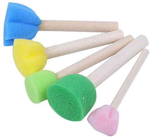 Lot de 5 pinceaux de peinture en éponge avec poignée en bois pour enfants, dessin, graffiti, fournitures scolaires