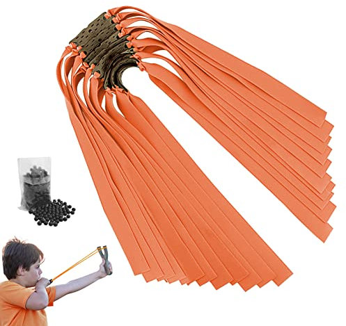 GZjiyu 20 PCS Fionde Professionali, 25 cm Elastico per Fionda Viene 200 PCS Fionda Palla di Argilla per All'aperto Giochi di Caccia E Tiro (Arancione)