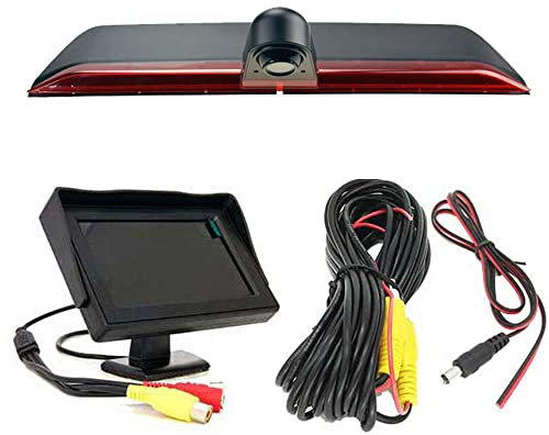 Bremsleuchte Rückfahrkamera + 4.3 Zoll TFT LCD Farbdisplay Auto Monitor, HD Nachtsicht Auto Rückfahrkamera Set für Crafter 2017 MAN TGE ab 2017/Kasten 2006 2014 Transporter Van Brake Light Camera