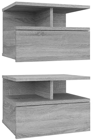 vidaXL Floating Nightstand 2 pcs Grey Sonoma 40x31x27 cm Engineered Wood