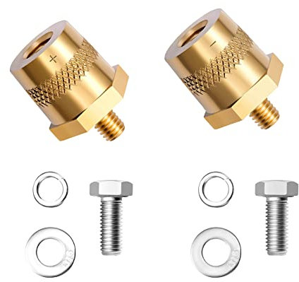 Litorange Brass battery pole adapter pair, M8 battery pole with stainless steel screws and spacers, battery pole terminals, battery pole adapter for lithium car batteries