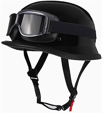 Retro Deutsche Halbhelm Halbschalenhelm Motorradhelm ECE Zertifiziert | Jethelm Öffnen Halboffenen Helm Mit Brille Cruiser Chopper Helm Mopedhelme Geeignet Erwachsene MäNner Frauen S~XL 55-62CM