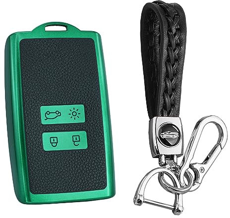 KUNIO Key Fob Cover fit for Renault Dacia Megane Espace Laguna Koleos Duster 2 Clio Zoe Kadjar Grand Scenic Car Key Protection Key Cover TPU key fob cover Case Key Chain B Green
