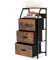 HOMASIS Aufbewahrungsschrank mit 3 Schubladen & 2 Ablagen, Nachttisch aus Holz & Metall, Beistellschrank für Wohnzimmer, Schlafzimmer, Kommode Schrank in industriales Design, 45 x 29,5 x 92 cm, Braun