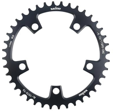 BIKECO Fahrrad Schmales breites Kettenblatt 110/130BCD 5 Schrauben Rundes Fahrradkettenblatt 36/38/40/42/44/46/48/50/52/54/56/58/60T Fahrradkettenblatt für 9 10 11 Gang Rennrad MTB (110BCD,38T)
