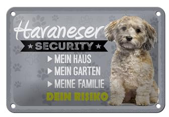 FEMER Blechschild Spruch 18x12cm Havaneser Security Dein Risiko Dekoration