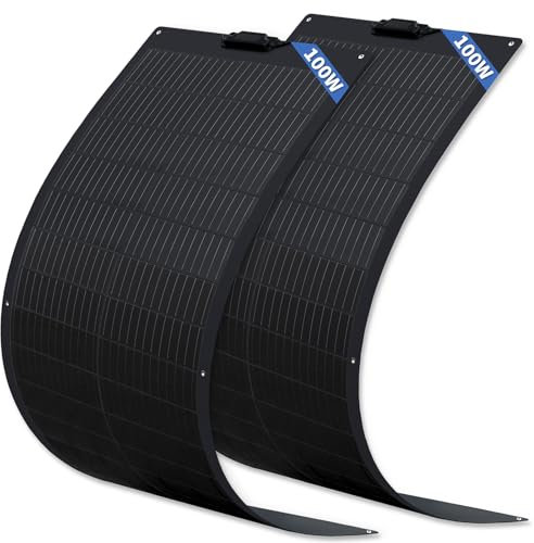 FIREFLY ENERGY Panneau Solaire Flexible 200W (Lot de 2 100Watts) Modules Solaires Panneaux Photovoltaïques Monocristallins pour Camping-cars,12v Hors Réseau, Caravanes, Bateaux, Toits