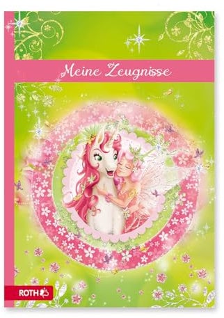 ROTH Zeugnismappe Einhornglück mit Glitzereffekt, 10 A4 Klarsichthüllen dokumentenecht - Einhorn Unicorn Dokumentenmappe