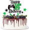 Joyeah Happy 14th Birthday Cake Topper Glitter Video Game Cake Pick Game On Cheers to 14 Years Cake Decoration for Game Theme Happy 14th Birthday Party Supplies Green