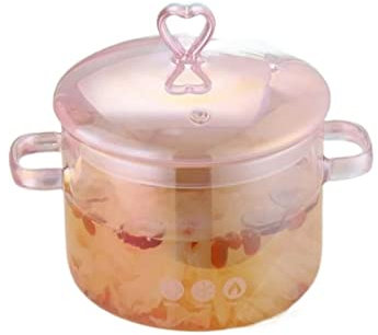 ANSNOW Marmites de Cuisson Pot À Ragoût En Verre À Haute Teneur En Borosilicate Ménage Transparent Keming Puissance Thermique Four À Poterie À Feu Direct Résistant Aux Hautes Températures Double Ore