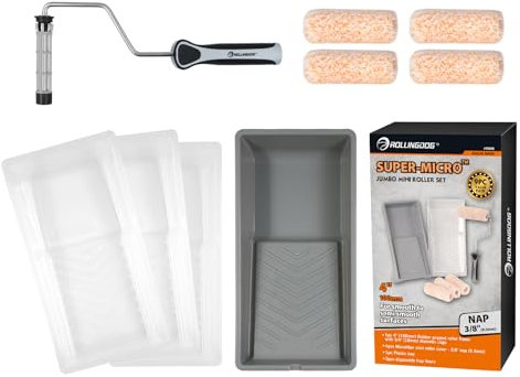 ROLLINGDOG Paint Roller Set - 4 inch Small Paint Roller, Microfiber Rollers for Painting, Used with All Paints, Pack of 9