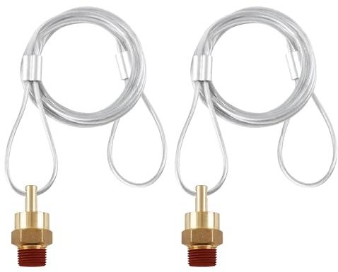 HASAOMOI 2 PCS 3/8 NPT Air Tank Drain Valve with 60 Cable | Air Brake Reservoir Air Compressor For Semi Trucks，60 poly coated steel cable have outstanding kink and abrasion resistance