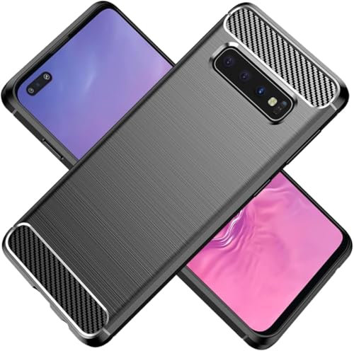 owlhold für Samsung Galaxy S10 Plus Hülle, Karbonfaser Design Handyhülle Dünne Weiche TPU Silikon Material Schutzhülle stoßfeste Case Kratzfeste Cover für Samsung Galaxy S10 Plus (Schwarz)